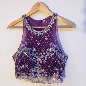 Two Piece Magenta/Fuchsia Prom Dress